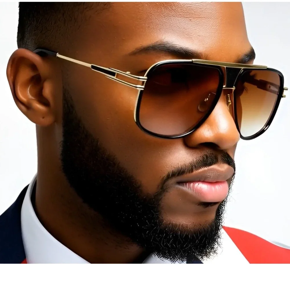 Aviator Sunglasses Mens Gold Frame Brown Lens Fashion Designer Shades Lentes New